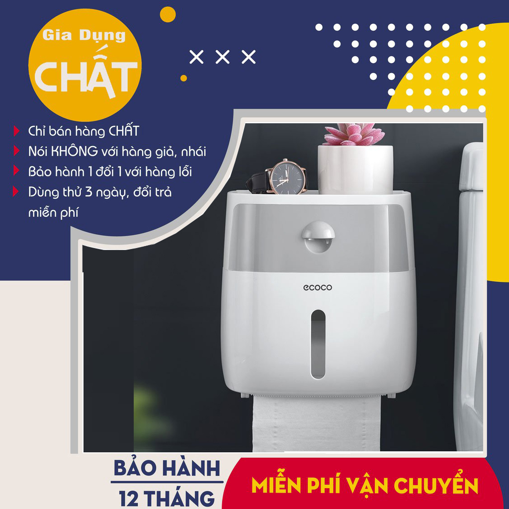 Hộp đựng giấy vệ sinh ECOCO, hộp đựng giấy đa năng tiện dụng 2 tầng - Hộp đựng đồ đa năng không thấm nước cao cấp Ecoco.