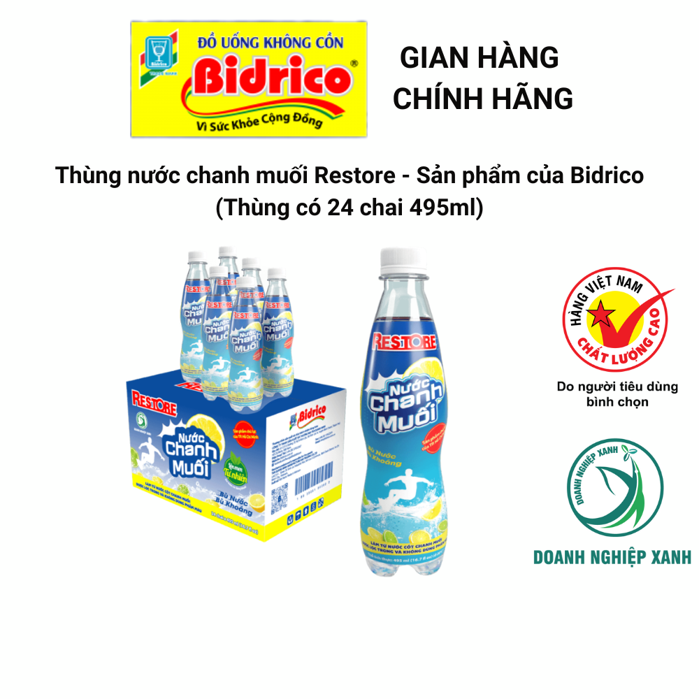 Nước Chanh Muối Restore ( Thùng 24 chai 495ml ) - Sản phẩm của Bidrico