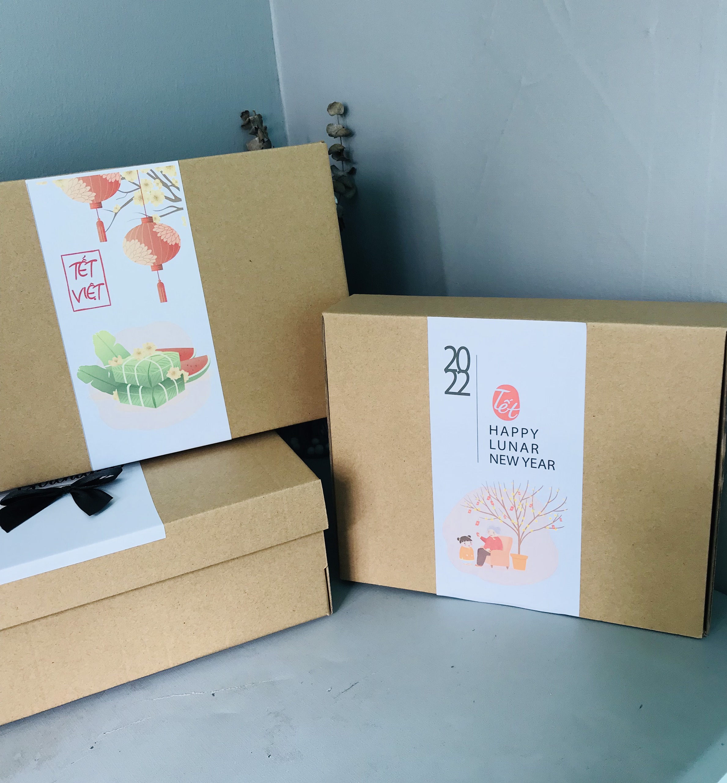 Hôp đựng quà Tết 2023, hộp giấy đựng bánh mứt ngày tết, nhỏ gọn, xinh xắn, chịu lực tốt