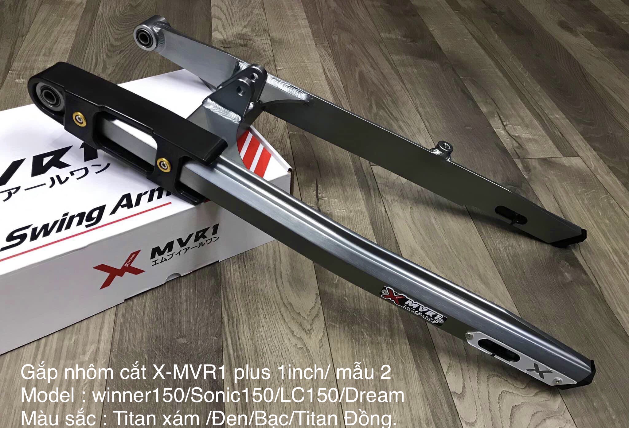 GẮP (CÀNG SAU) XMVR1- MẪU 2 (NHÔM CẮT PLUS 1 inch) - TĂNG SÊN TRONG - CHO EXCITER 150
