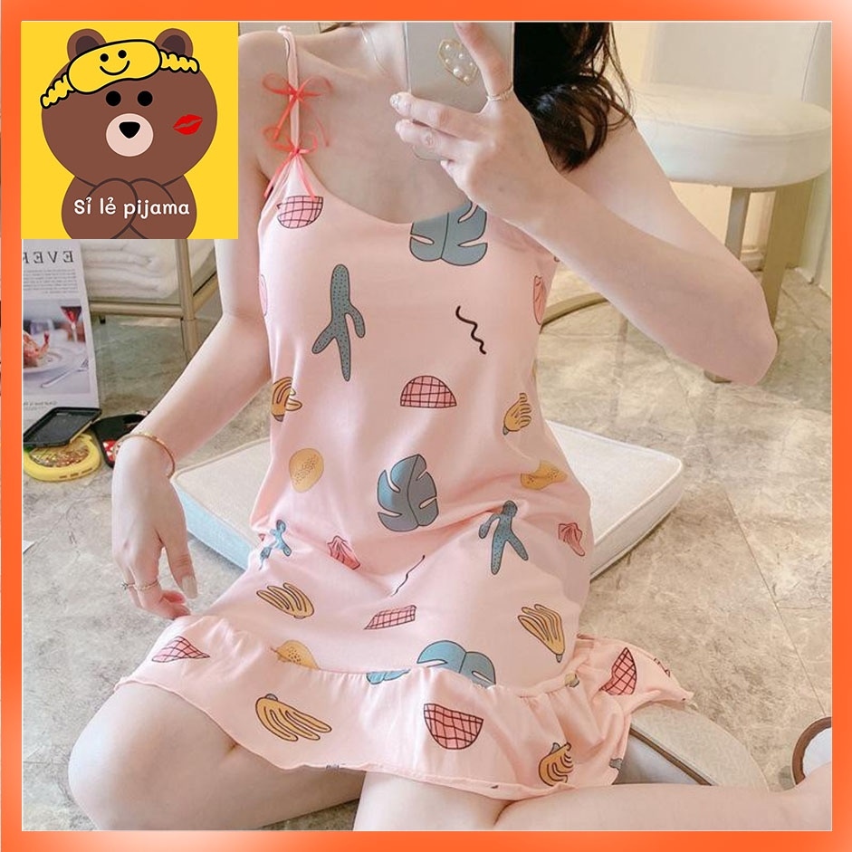 Đồ ngủ thun sữa đầm 2 dây (form dưới 60kg) TẶNG bịt mắt và muốt ngực