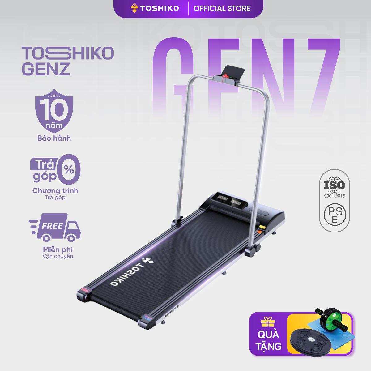 Máy chạy bộ thể dục thể thao tại nhà Toshiko Gen Z giúp tăng cơ giảm mỡ rèn luyện sức khỏe bảo hành 3 năm