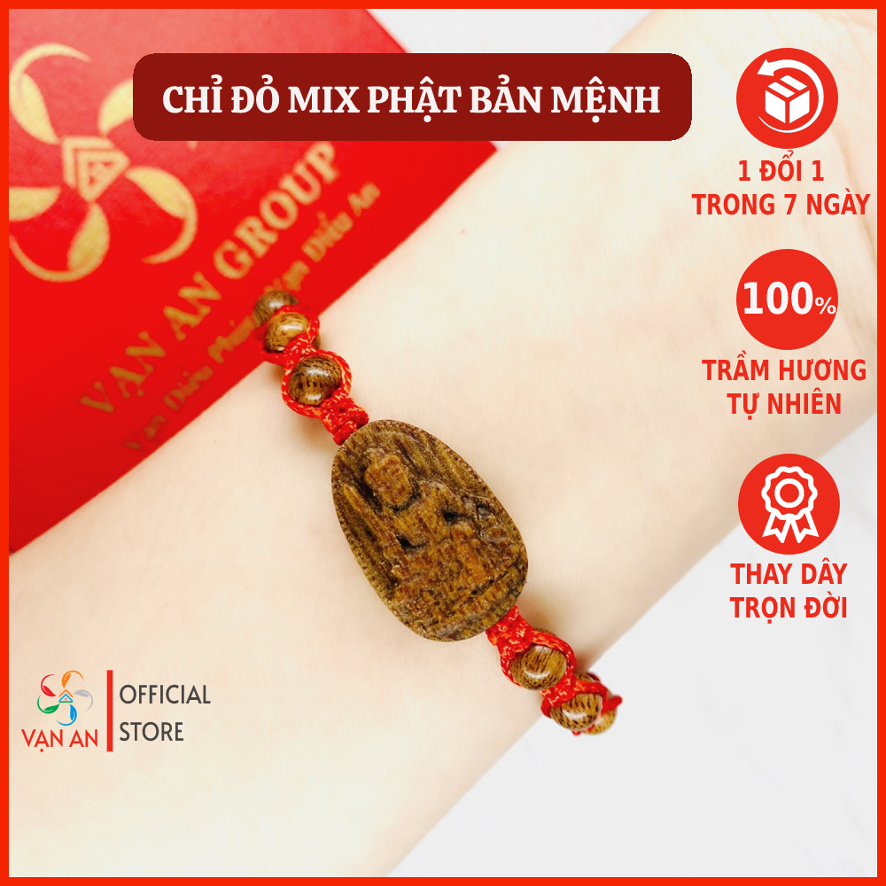 Vòng tay chỉ đỏ trầm hương mix mặt Phật bản mệnh VẠN AN Group vòng tay phong thủy trầm hương tự nhiên mang đến may mắn bình an hạnh phúc tài lộc vòng đeo tay thời trang cặp đôi cho nam nữ