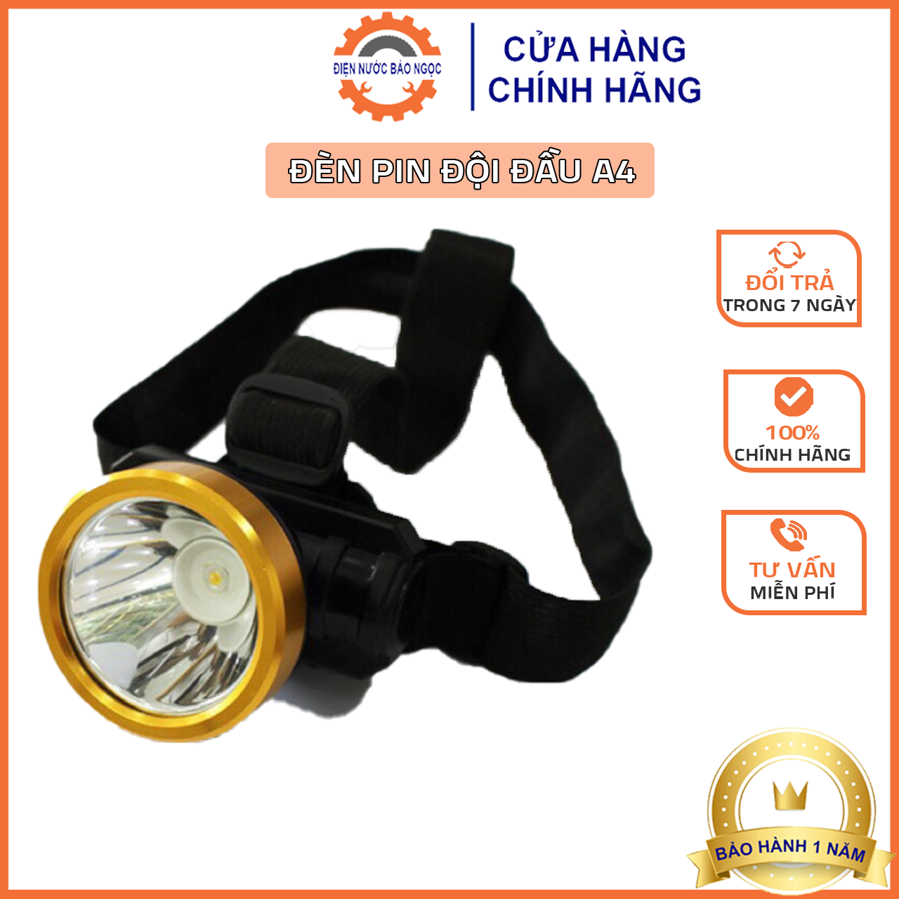 Đèn pin - Đèn pin đội đầu A4 chiếu xa siêu sáng- kèm sạc và dây đeo