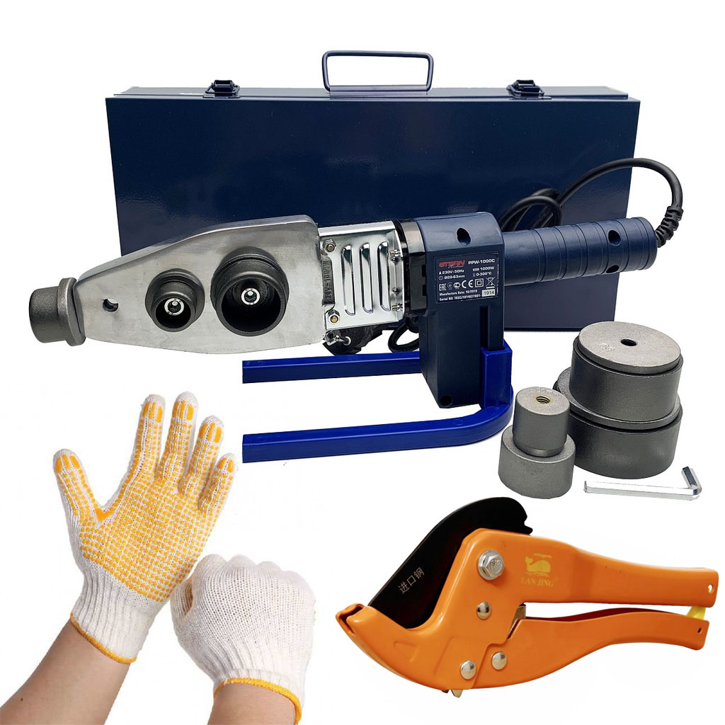Máy hàn nhiệt ống PPR 1000W, chỉnh nhiệt tự động, đầu hàn 20-63mm + kéo cắt ống 42mm