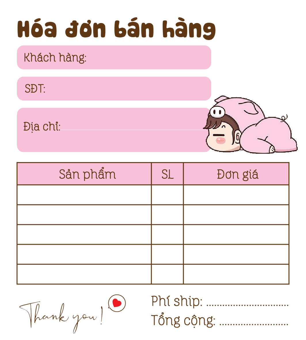 [ Hàng Sẵn ] Hóa Đơn Bán Hàng Mini 1 Liên Dễ Thương