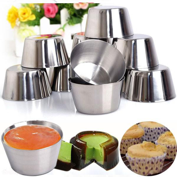 Combo 10 khuôn làm bánh inox 304 làm bánh flan , rau câu , cupcake làm đá không gỉ