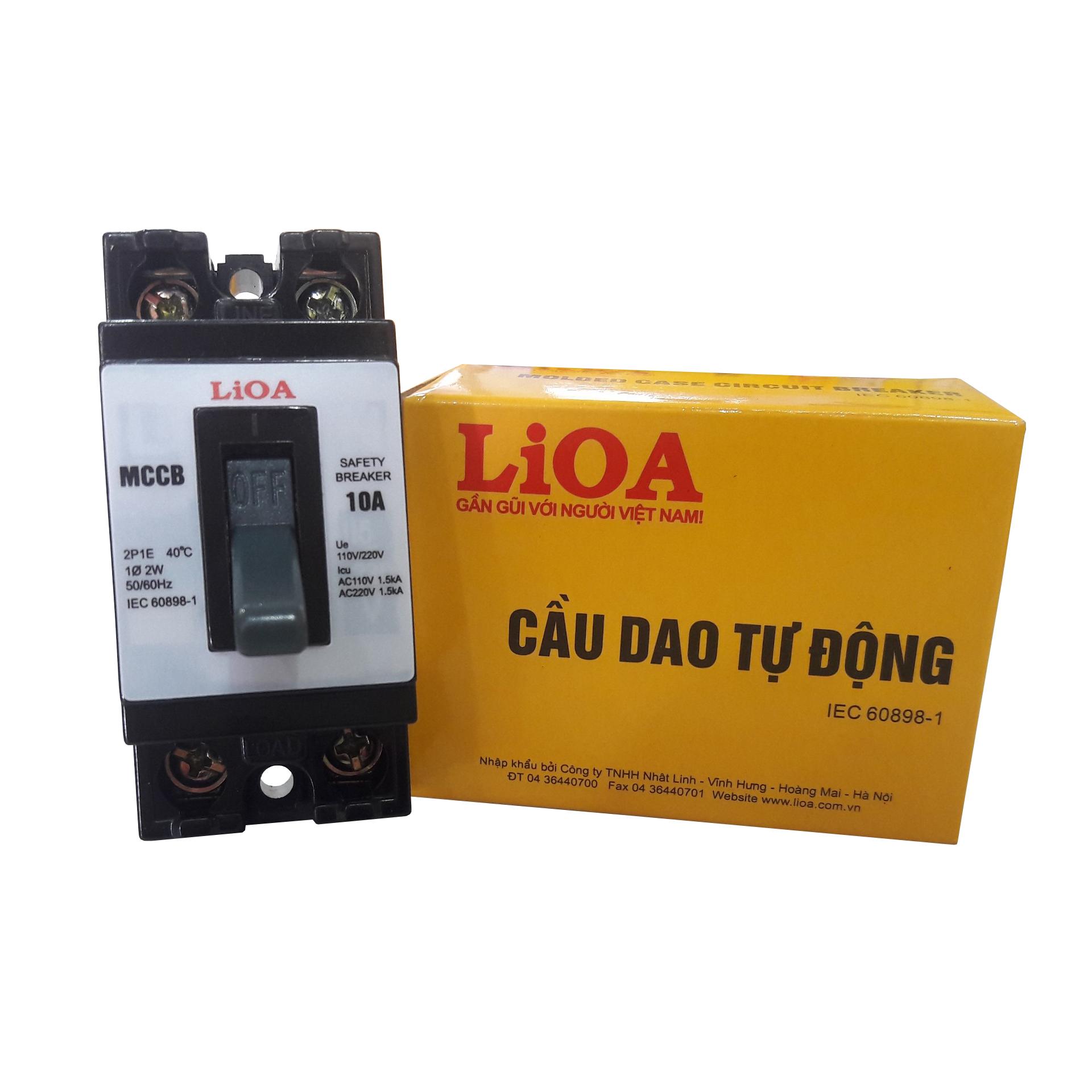 Cầu dao tự động (APTOMAT) 2 cực 1 tiếp điểm 10A - LIOA MCCB2P1E-10A
