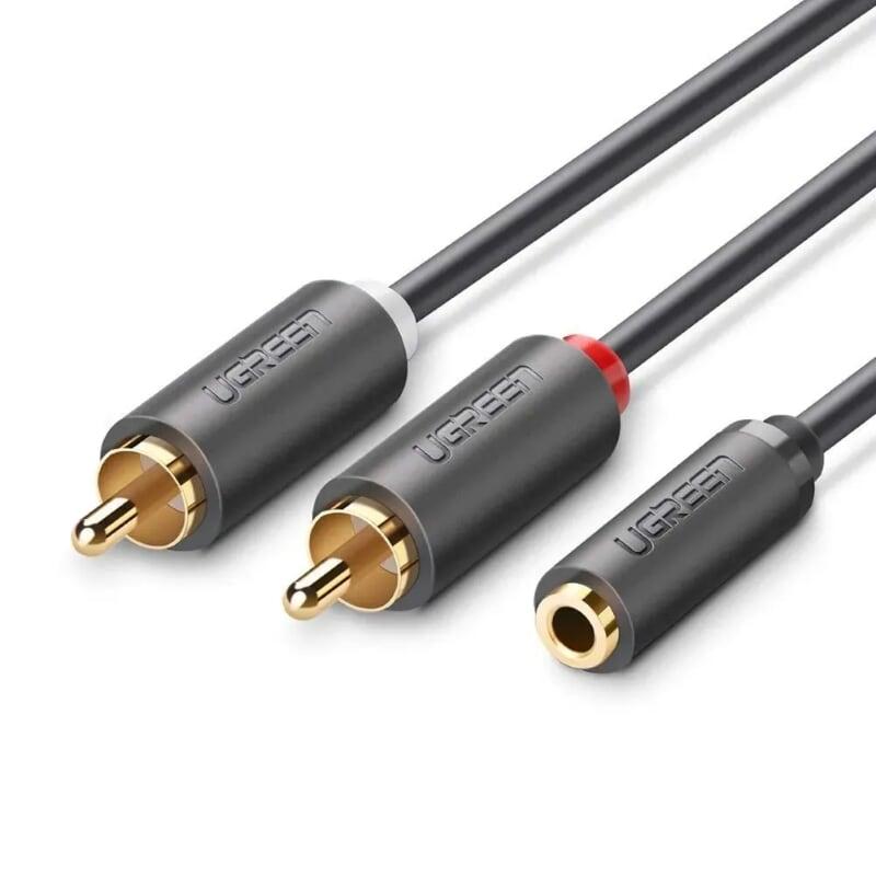Ugreen 10588 1m màu đen cáp âm thanh 2 đầu bông sen sang 3.5mm âm av102