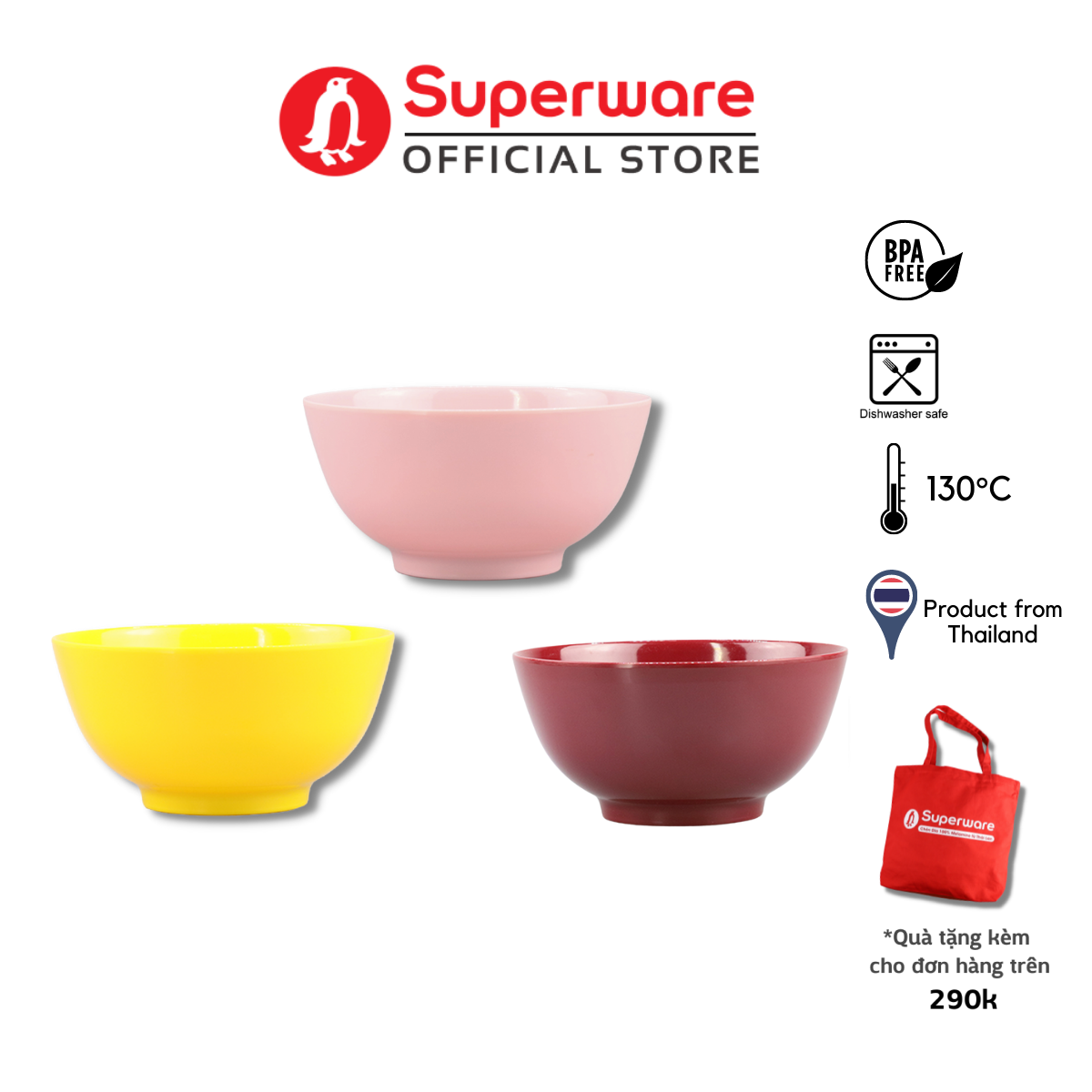Tô cơm tròn chất liệu melamine an toàn sức khỏe | superware thái lan | b61060-6