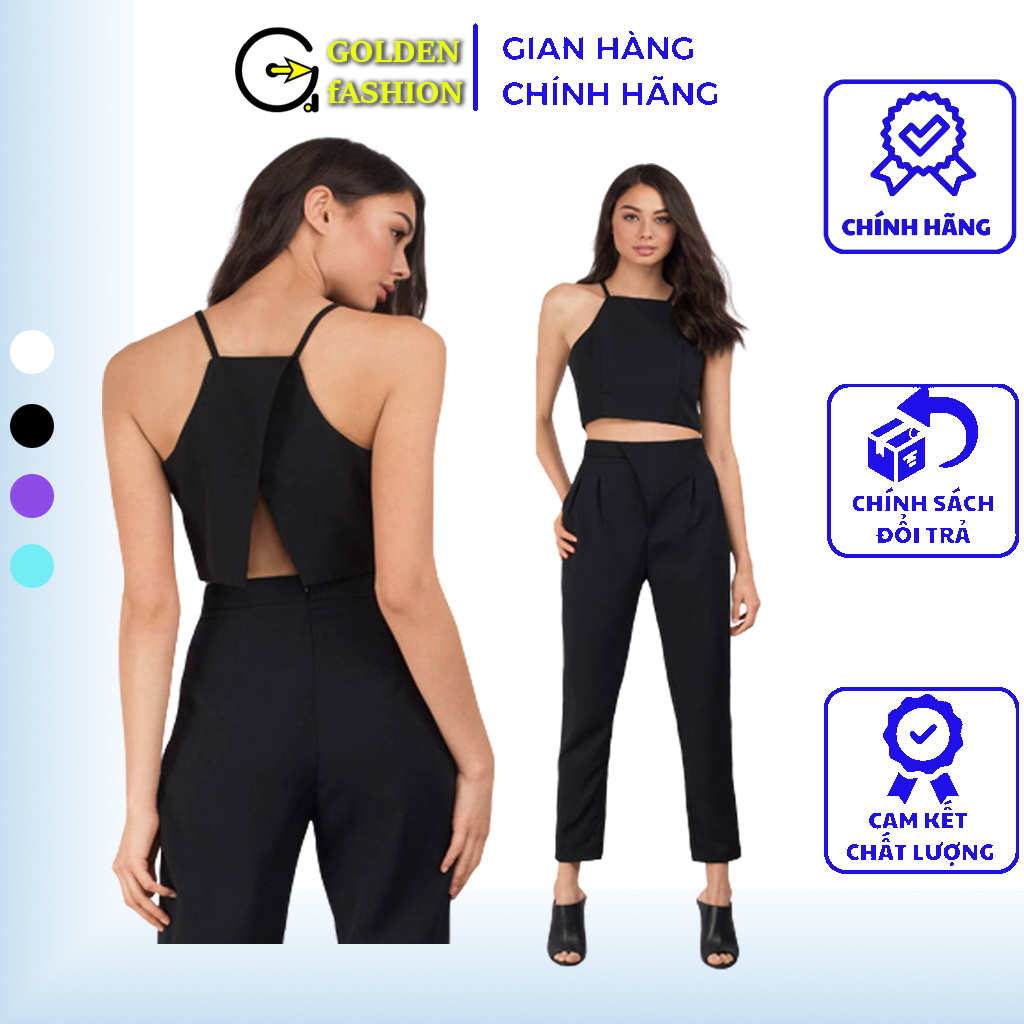 Áo croptop hai dây đen xẻ sau cá tính, kiêu cách lạ mắt