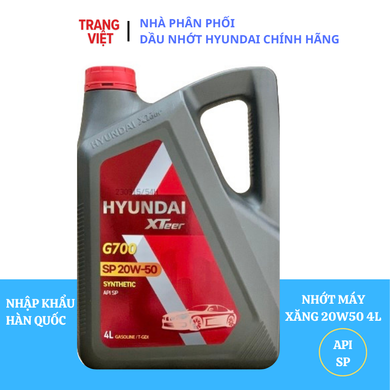 [HCM]Nhớt ô tô máy xăng HYUNDAI XTEER GASOLINE G700 20W50  SP 4L