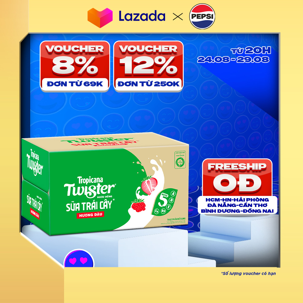 Thùng 24 chai sữa trái cây hương dâu twister