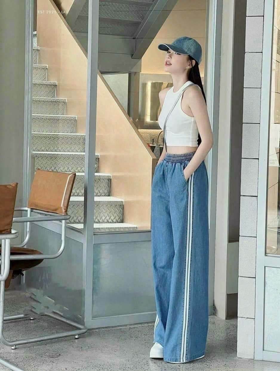 QUẦN JEAN GIẤY MONEY, 121 VIỀN 2 SỌC LƯNG THUN DÀI 95CM ỐNG SUÔNG CỰC HOT NỮ THỜI TRANG PHÙ HỢP ĐI LÀM ĐI CHƠI ĐI HỌC (3 SIZE 45-60KG)