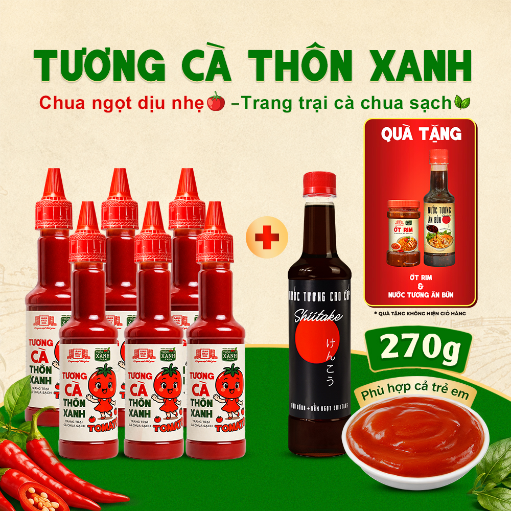 [Tặng ớt rim & tương ăn bún] Combo Nước tương 525ml và 6 Tương cà 270g Làng Chài Xưa