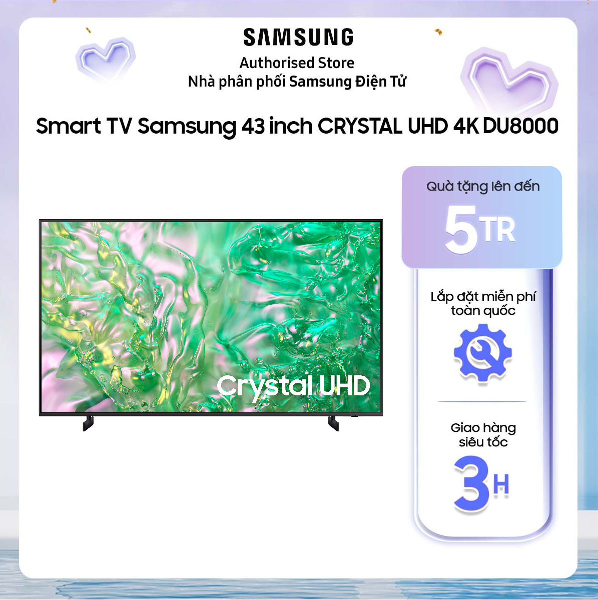 [Giao hàng và lắp đặt toàn quốc] [Model 2024] 43DU8000 - Smart Tivi Samsung Crystal UHD 4K 43 inch U