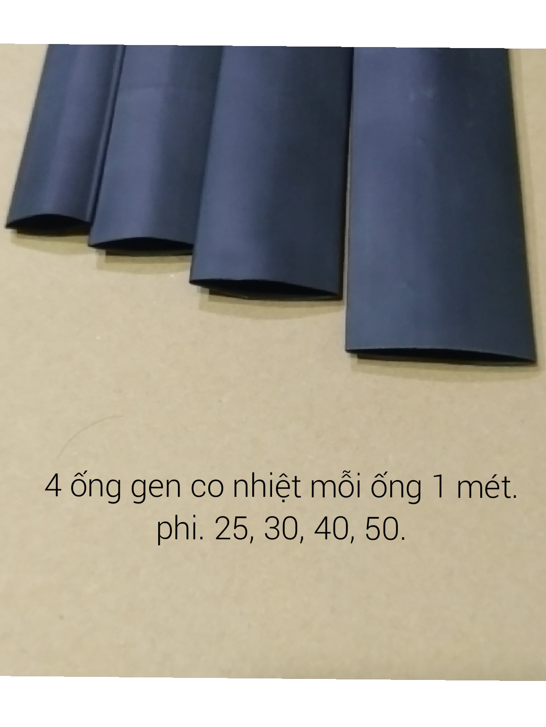 Combo 4 mét ống gen co nhiệt loại lớn. phi 25, 30, 40, 50. mỗi loại 1 mét.