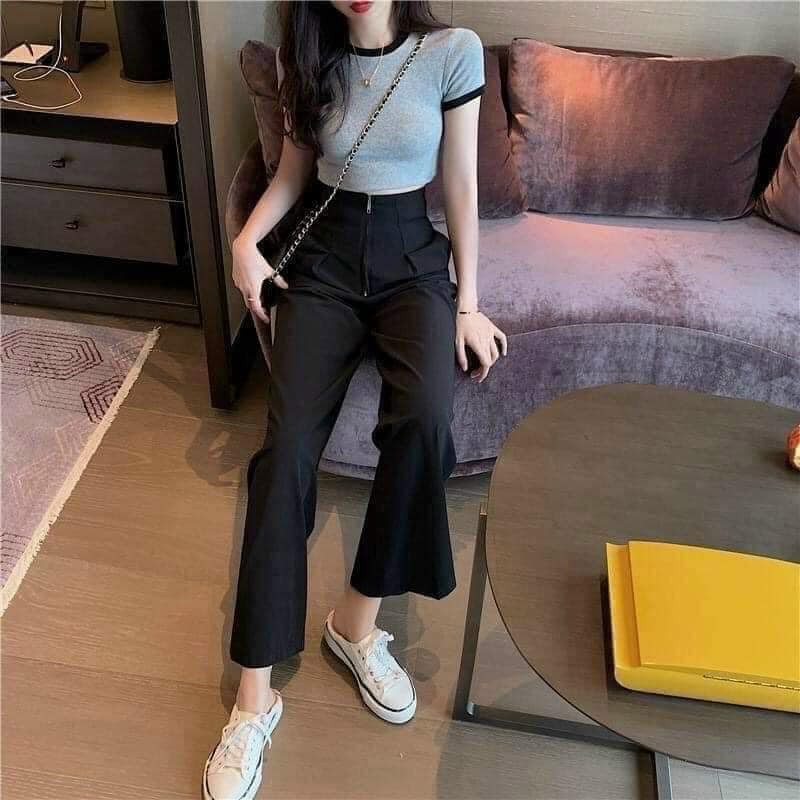 Quần ống suông khoá giữa không khuy mẫu mới- siêu xinh