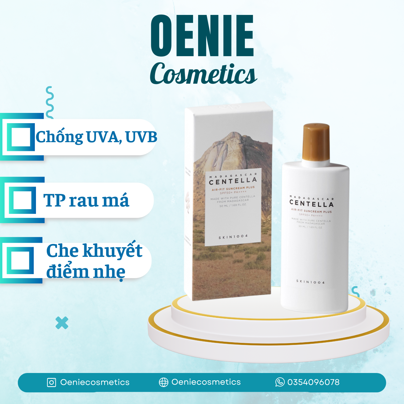 Kem chống nắng skin 1004 madagascar centella air-fit sun cream plus cho da mặt kcn rau má skin1004 spf50+ pa++++ 50ml