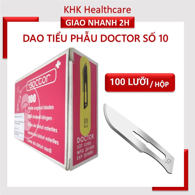 Hộp 100 dao mổ y tế DOCTOR số 10 mũi bầu sử dụng trong spa lấy nhân mụn