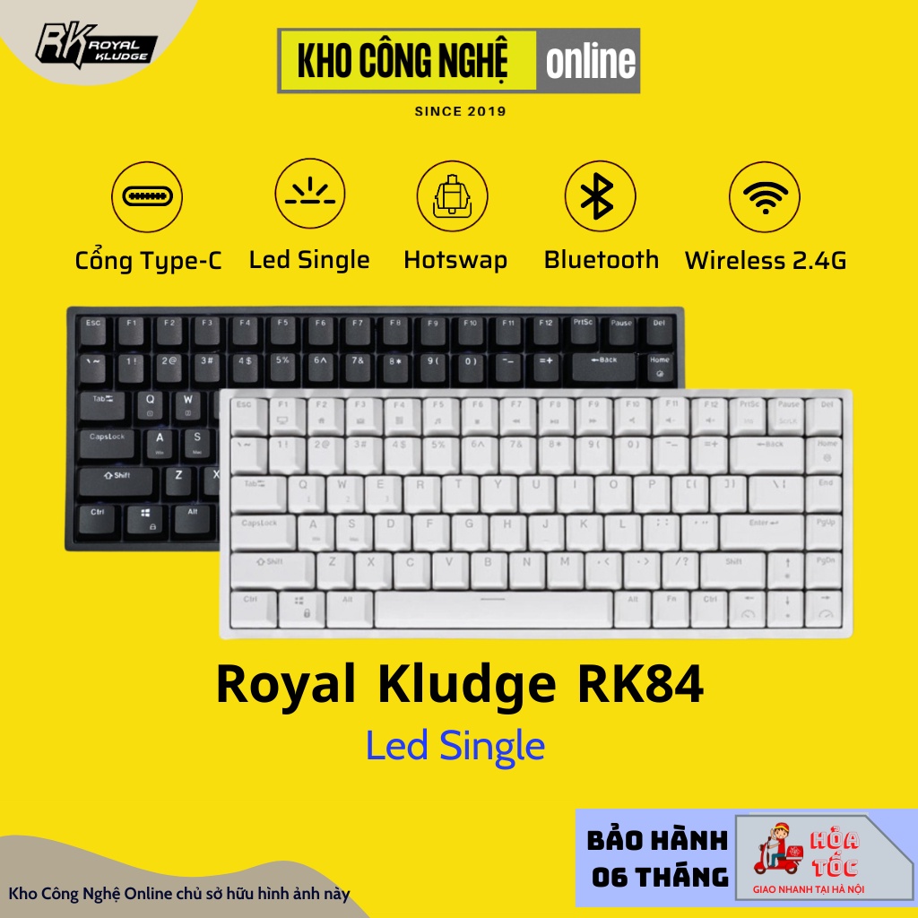 Rk84 rgb hotswap - bàn phím cơ royal kludge rk84 bluetooth 5.0 và wireless 2.4g - chính hãng
