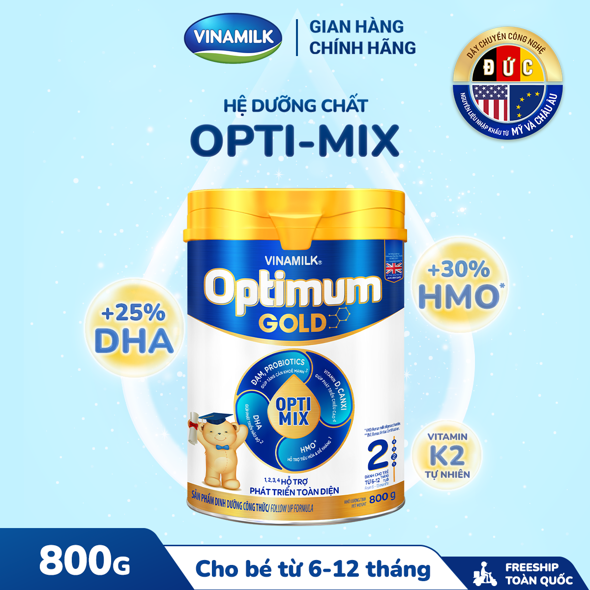 Sữa Optimum, optimix gold 2 800g