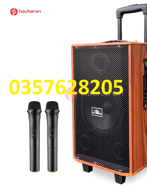 [HCM]Loa Kéo Di Động K88 Thùng Gỗ 2 Mic Không Dây