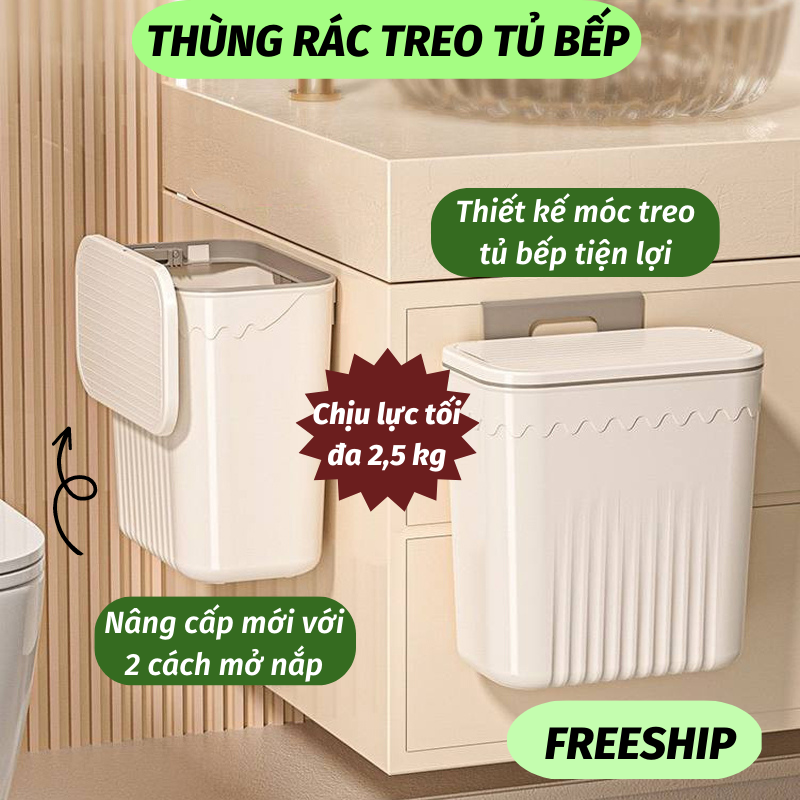 Thùng rác treo tủ bếp thùng rác có nắp trượt thông minh leon store