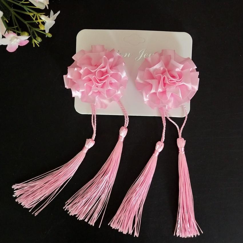 Kẹp tóc bông hoa mẫu đơn tua rua Cài tóc cổ trang quà tặng xinh xắn