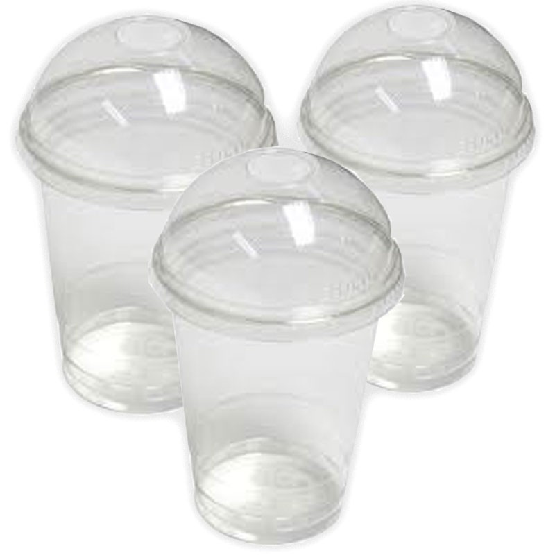 Combo 50 cốc nhựa cầu có nắp - không nắp 400ml