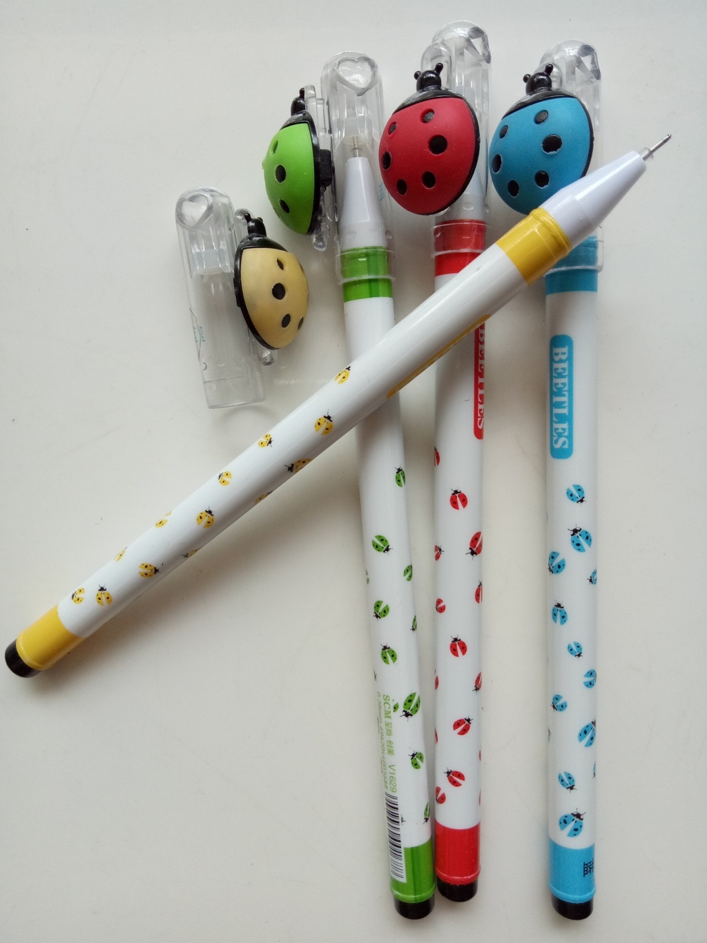 [HCM]Combo 5 cây bút gel con bọ V1629 xanh/tím