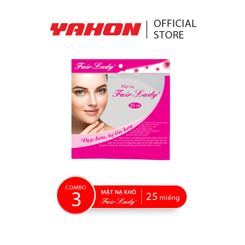 Combo 3 bao mặt nạ khô fair-lady, 25 miếng/bao