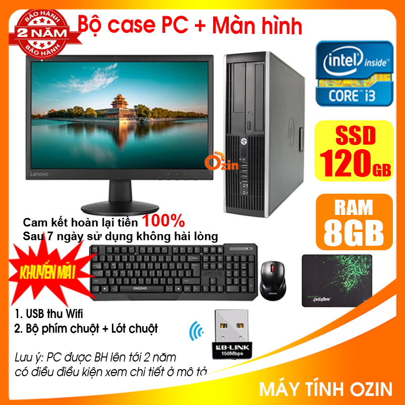 [Trả góp 0%]Bộ Case máy tính để bàn HP + Màn hình 18.5 inch Pentium G620 / i3 2100 / Ram 4GB - 8GB/ SSD 120GB - 240GB [QUÀ TẶNG: Bộ phím chuột + USB thu wifi +  bàn di chuột] HPI32 - LOZ