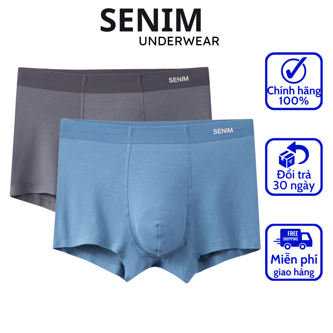 Quần lót nam chất cotton gỗ sồi cao cấp, combo 2 quần boxer nam chính hãng SENIM
