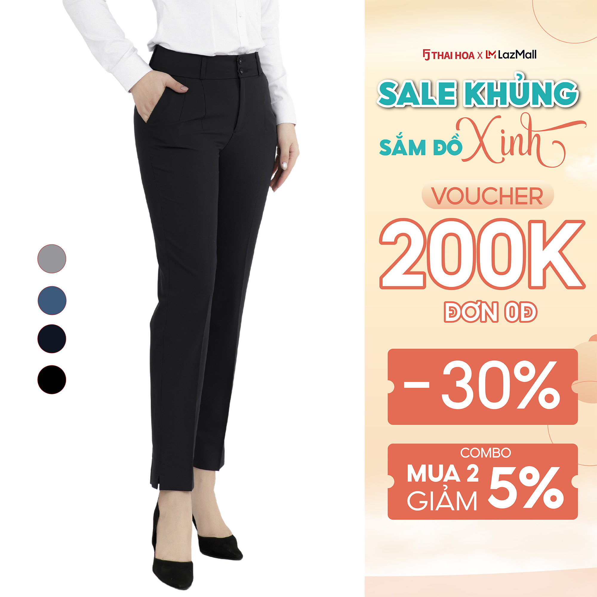 Quần tây nữ 2 ly ống đứng các màu form nhỏ Thái Hòa QAW2016-R03