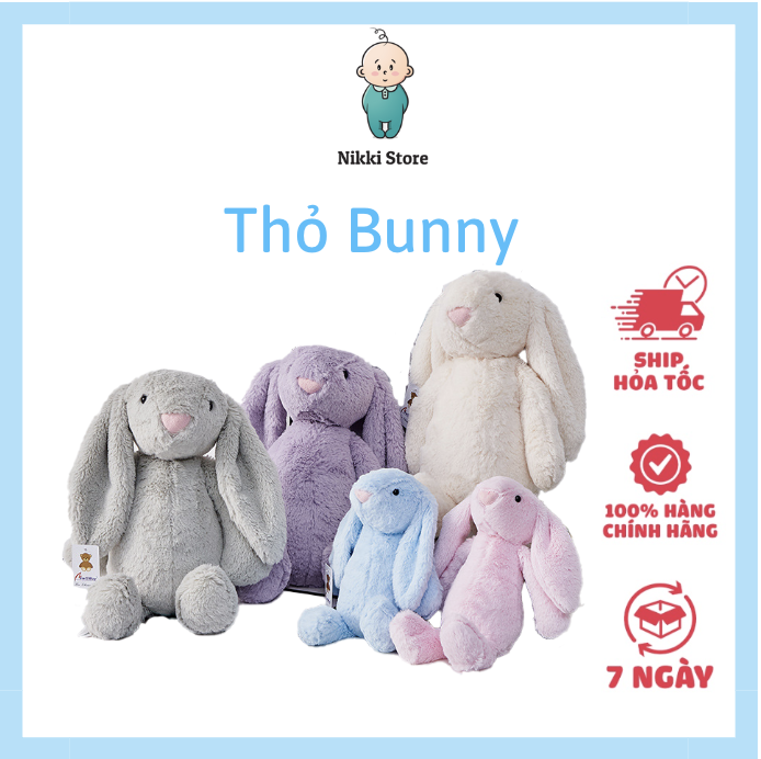 Thỏ bông jellycat⚡️freeship⚡️, thỏ bunny, thú nhồi bông jellycat thỏ bông trắng ngộ nghĩnh cho bé