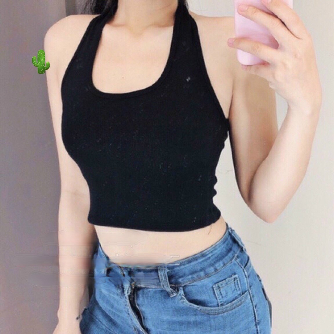 (PC) ÁO NỮ#ÁO THUN NỮ# ÁO KIỂU DÁNG CROPTOP# ÁO YẾM CỔ TRÒN# ÁO THUN KIỂU HỞ LƯNG SIÊU XINH, FORM TỪ 38KG ĐẾN 46KG