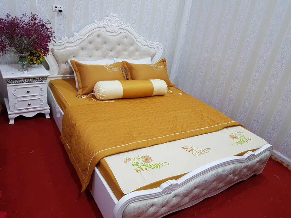 Trọn Bộ Chăn Hè Ga Gối Cotton Satin 5 Món Cao Cấp