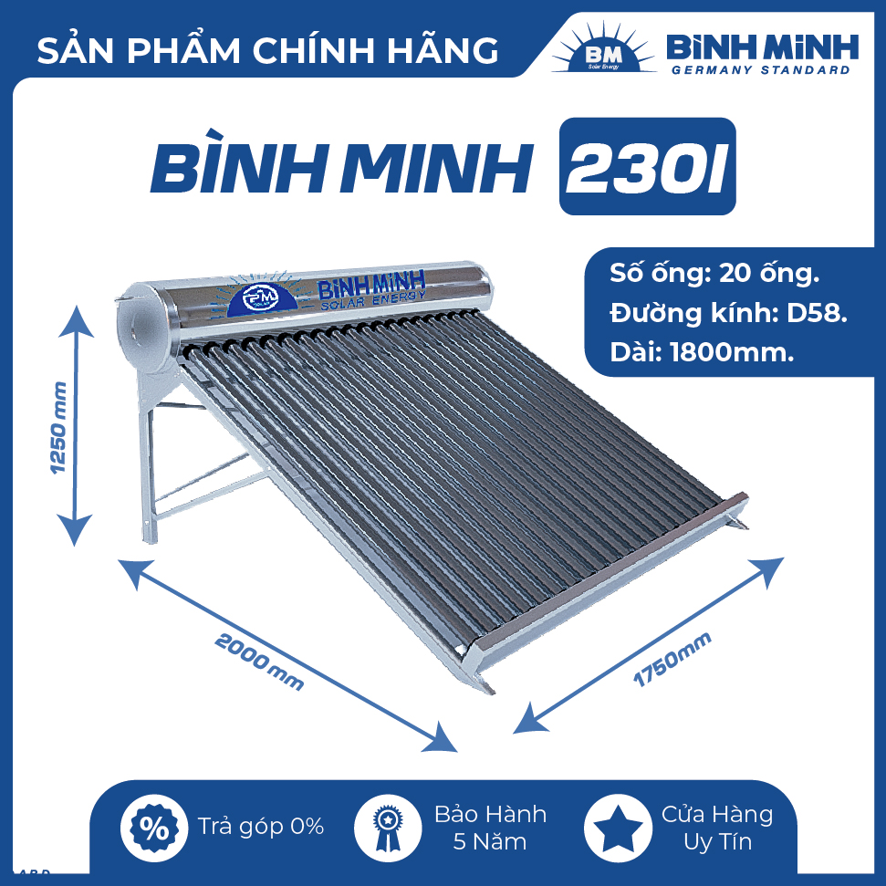 Máy nước nóng Năng lượng mặt trời BÌNH MINH ECO- 230 LIT