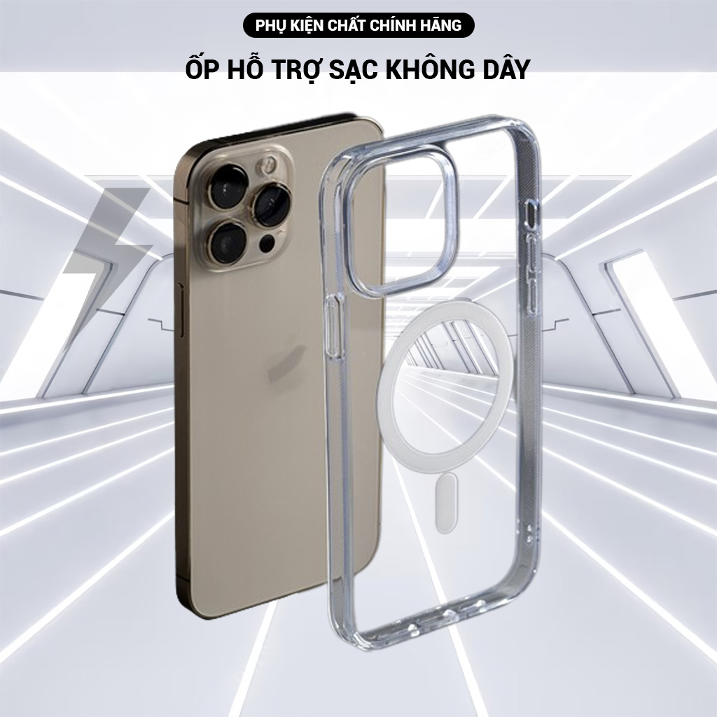 Ốp Lưng iPhone hỗ trợ sạc không dây các dòng từ iPhone X đến iPhone 14 Promax hàng nhập cao cấp.