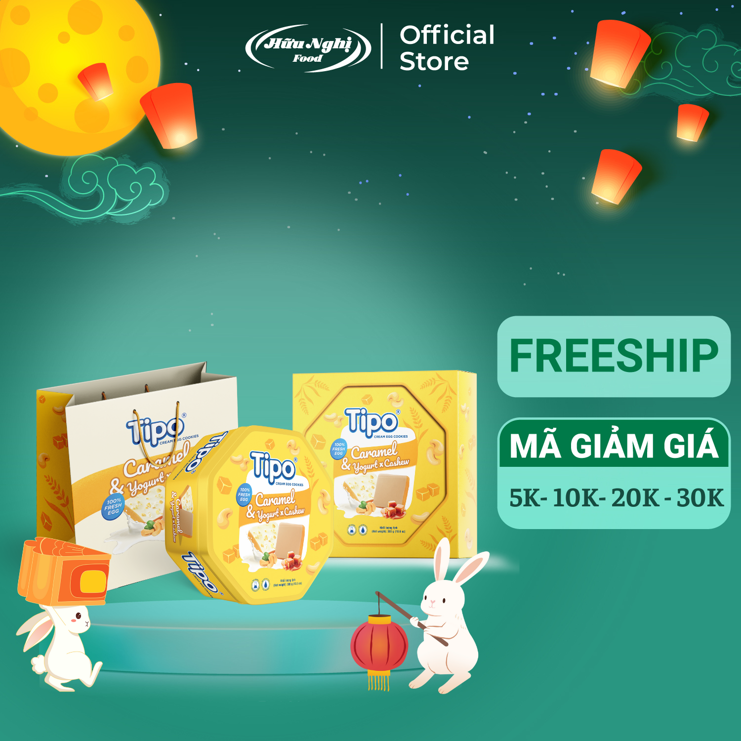 Tipo Bánh Trứng Sữa Chua Rắc Hạt Điều và Caramel 300g - Bánh hộp thiếc