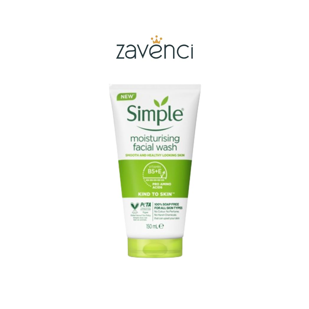 Sữa rửa mặt SIMPLE Moisturising Facial Wash làm sạch sâu dưỡng ẩm kiềm dầu 150ml Zavenci