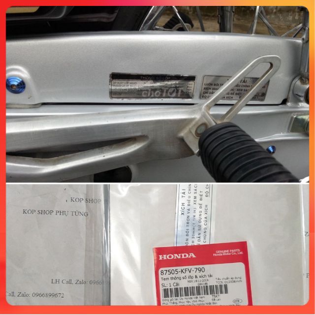 Tem thong số xích tải super DREAM loại zin Honda --