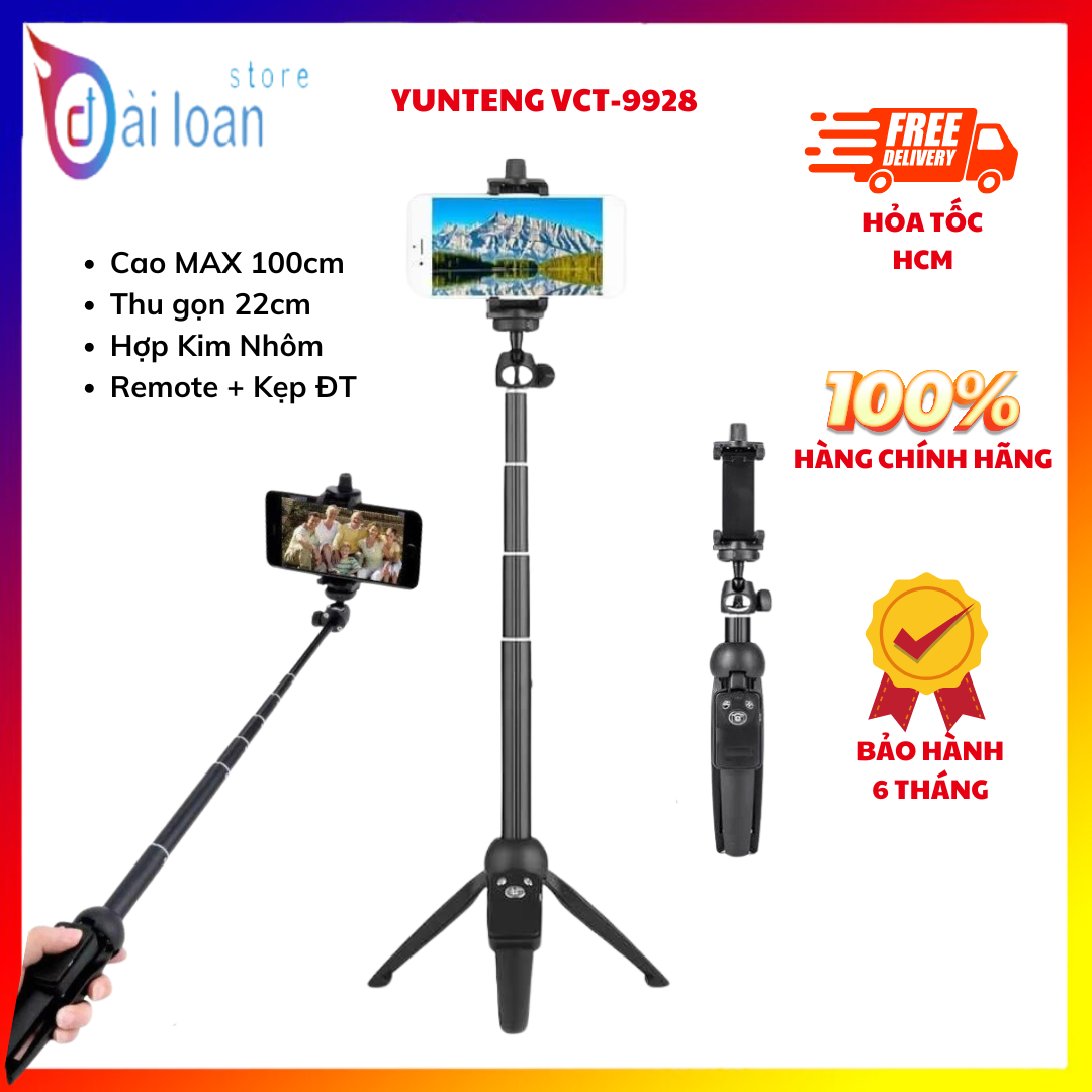 Gậy chụp ảnh/ selfie tích hợp 3 chân Yunteng YT 9928, kèm remote điều khiển từ xa
