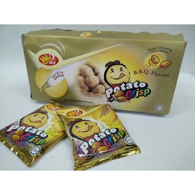 BÁNH KHOAI TÂY POTATO CRISP VỊ B.B.Q - HỘP 60 GÓI (1,2kg) - WIN 2 MALAYSIA
