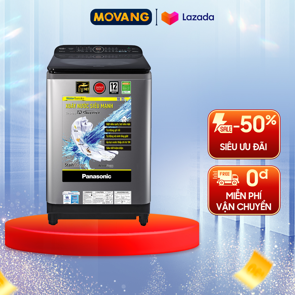 - máy giặt panasonic inverter 10.5 kg na-fd10ar1gv - động cơ curoa lồng giặt thép không gỉ 10 chương trình tốc độ vắt: 700 vòng/phút