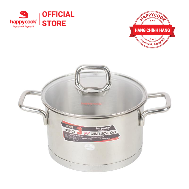 NỒI INOX CAO CẤP 3 ĐÁY NẮP KIẾNG HAPPYCOOK NOVELTY 20CM HC-20NV