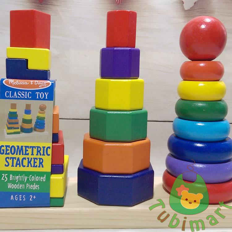 Bộ đồ chơi 3 tháp xếp chồng Melissa & Doug bằng gỗ| Đồ chơi giáo dục| Đồ chơi gỗ| Đồ chơi cho bé