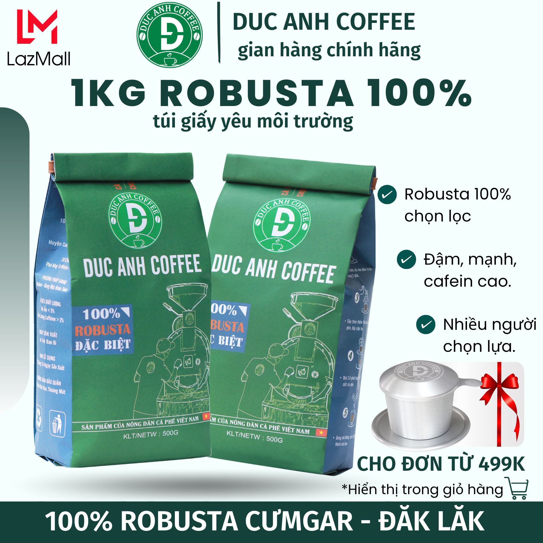 1kg cà phê rang mộc robusta đặc biệt duc anh coffee tùy chọn pha phin, pha máy - đậm, mạnh, hậu ngọt,cafein cao, cà phê đức anh - top ban chay - cà phê đặc sản buôn ma thuột