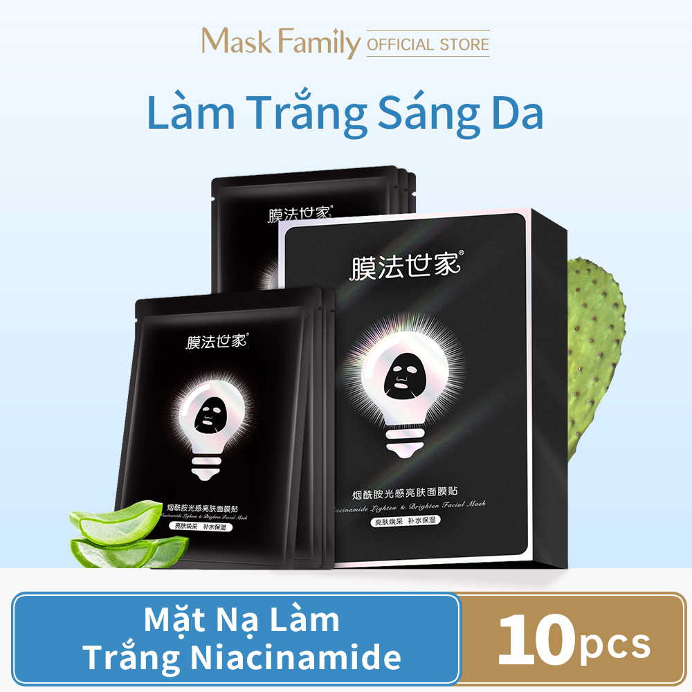 Mask family dưỡng ẩm cho mặt nạ dưỡng ẩm cho mặt 25ml * 10 sản phẩm với niacinamide axit hyaluronic dưỡng ẩm làm sáng da mặt